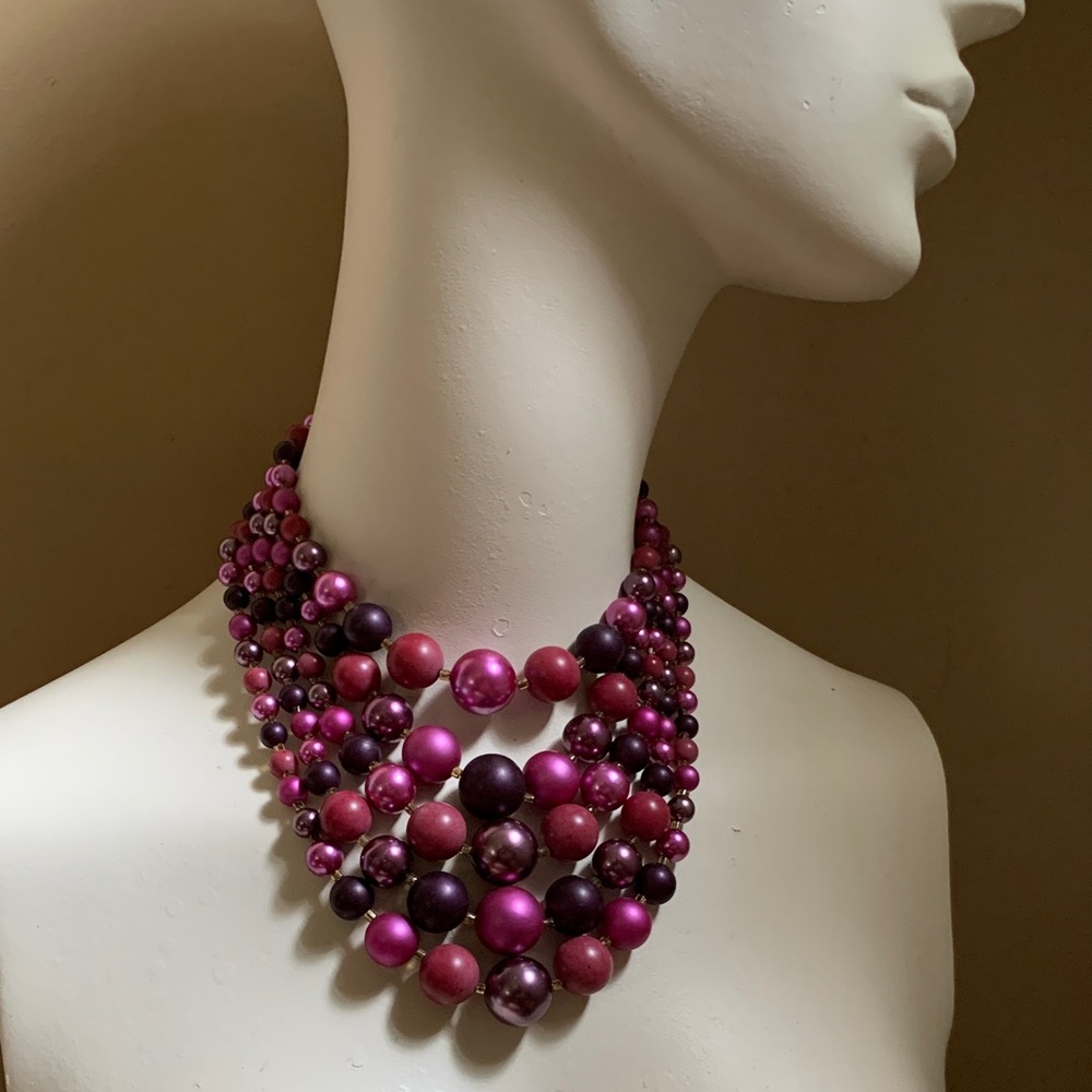 Vintage 1950s five strand beaded necklace